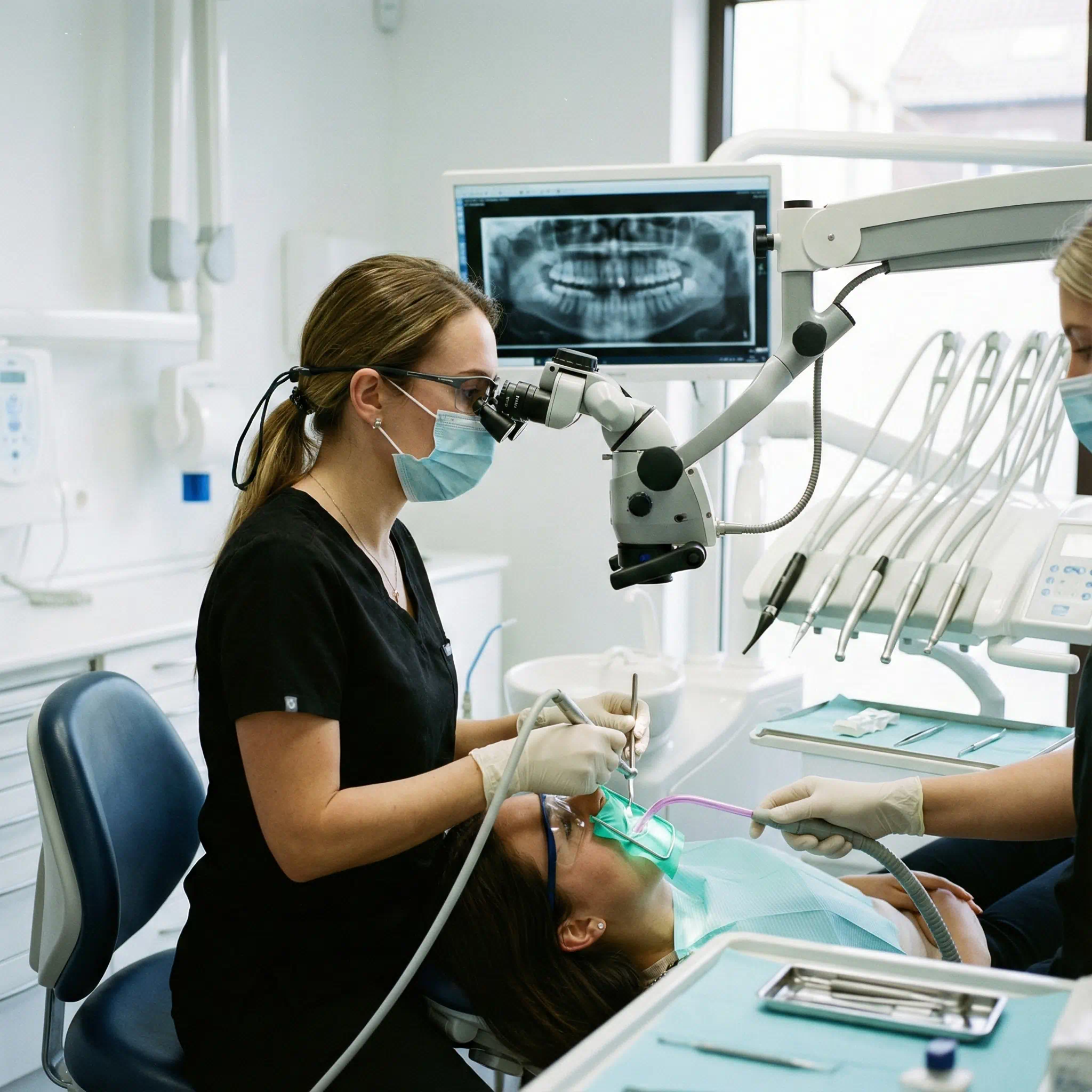 Студенты-стоматологи на практических занятиях