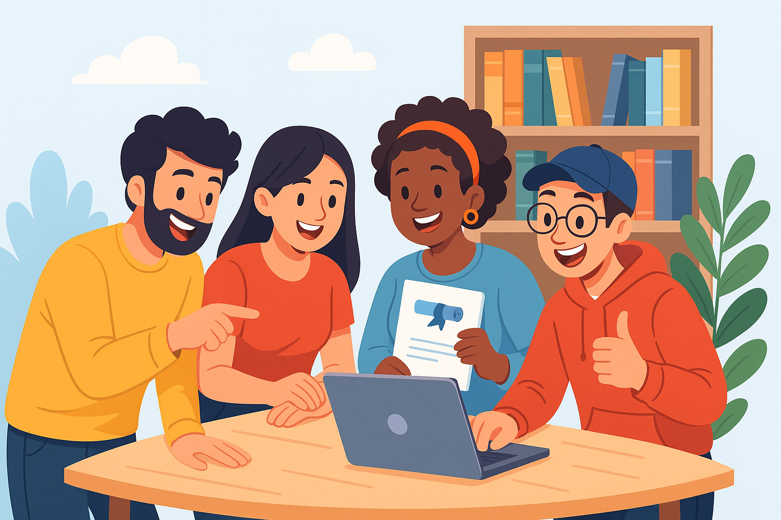 Group of happy international students