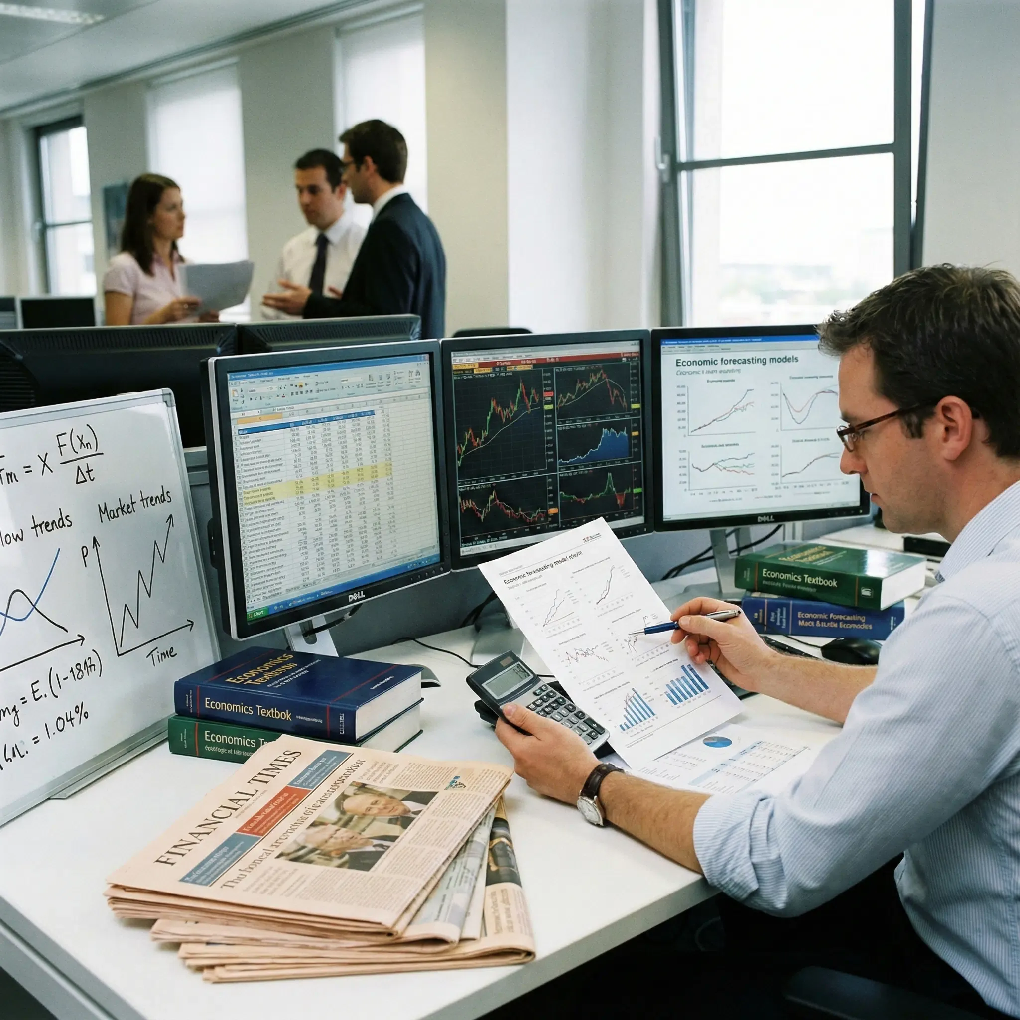 Ekonomi öğrencileri verileri analiz ediyor