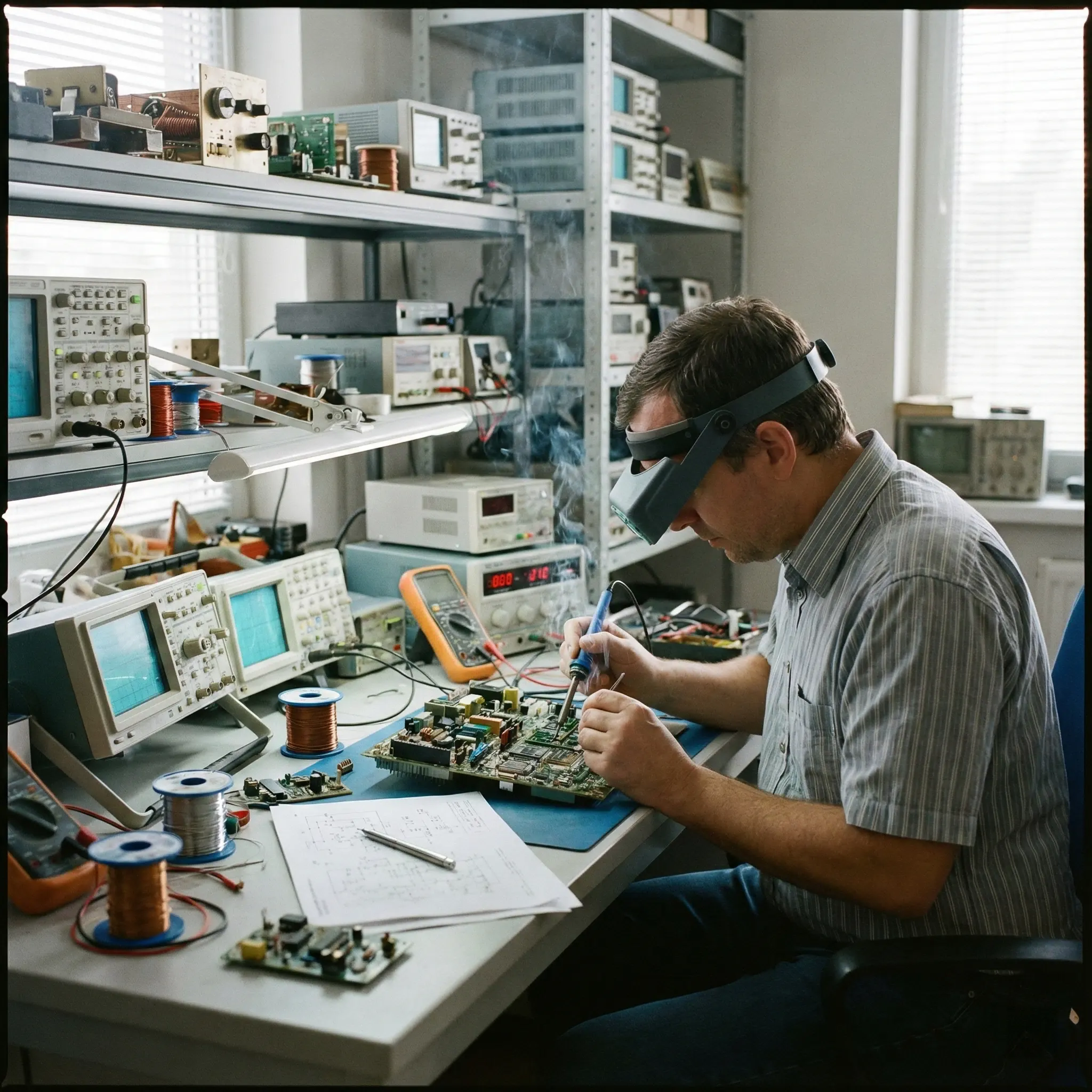 Студенты электротехнического факультета в лаборатории