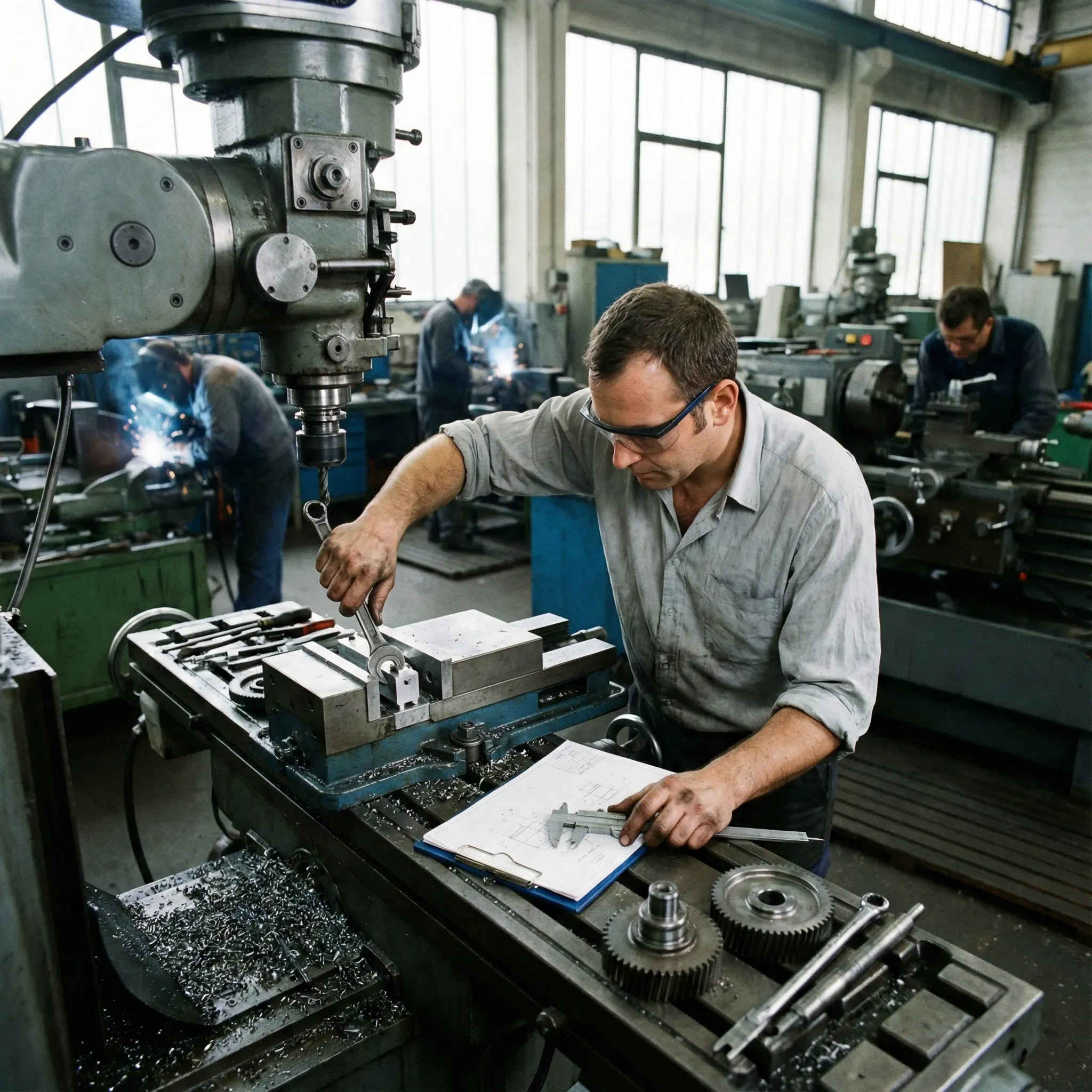 Студенты машиностроительного факультета работают с оборудованием